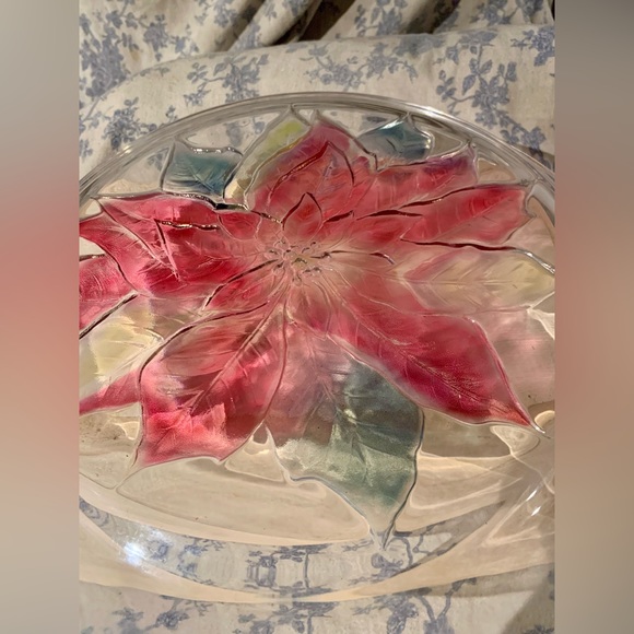 Vintage 13.5” Poinsettia Serving Plate Platter Christmas - Picture 5 of 6